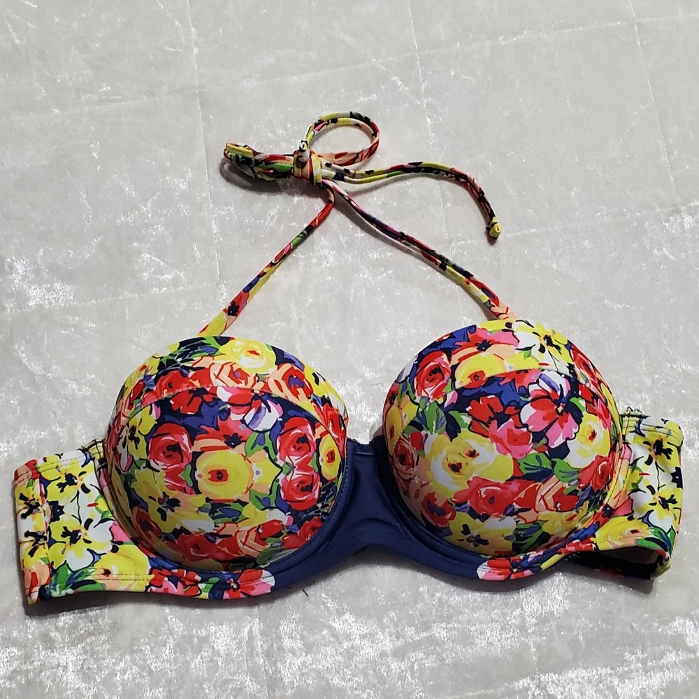 Forever21 Floral Halter Top Push up Bikini Top